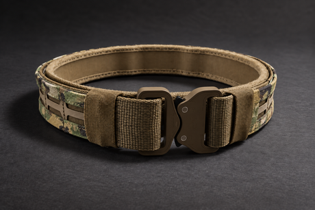 Krieger Industries Highlander 2.0 pistol belt in Multicam with coyote Original COBRA buckle and black release clips