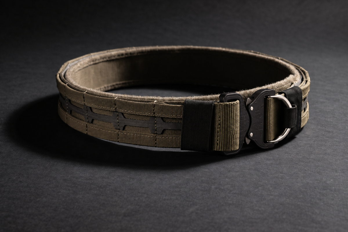 Krieger Highlander 2.0 pistol belt in Ranger Green with COBRA D-Ring buckle